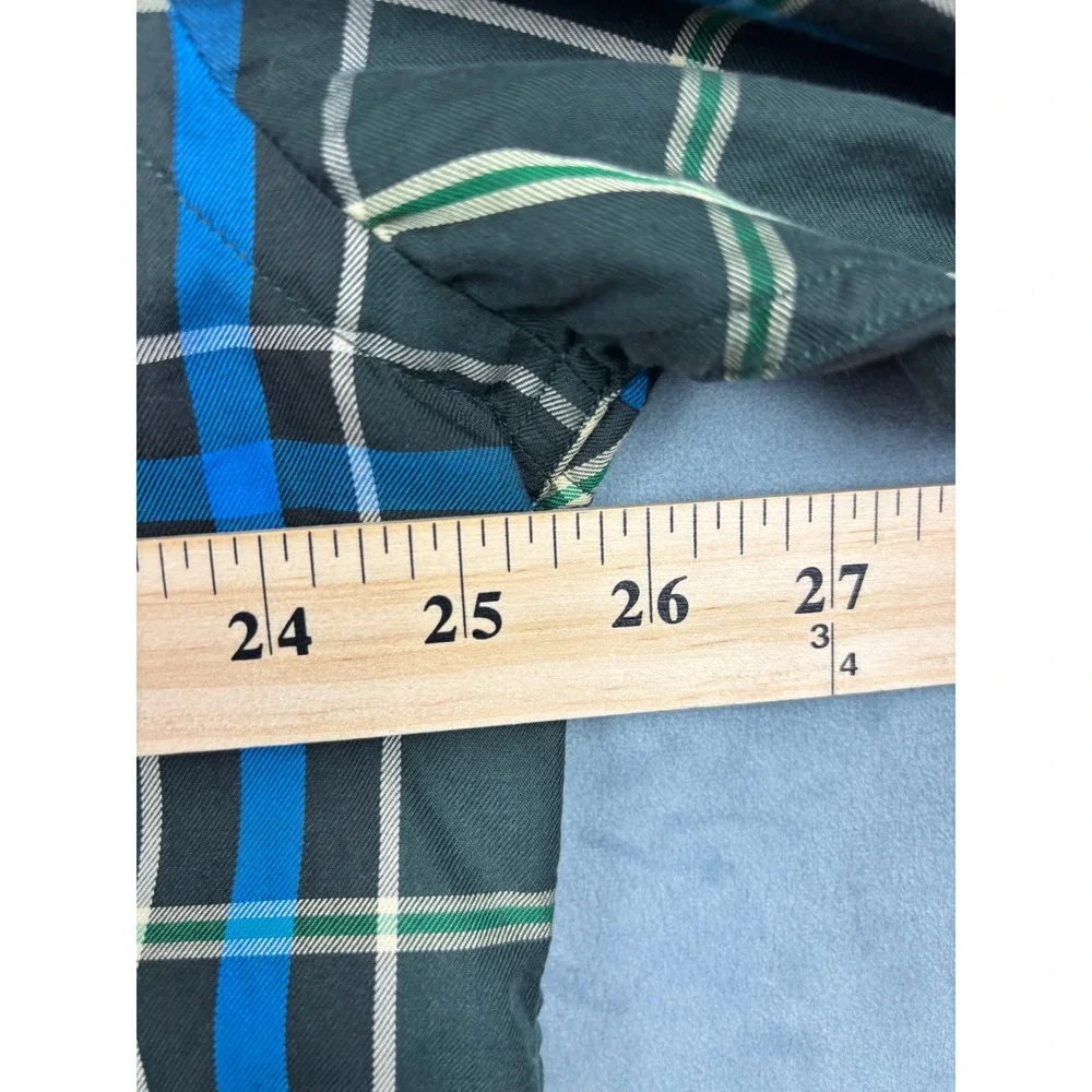 Orvis Mens XL Plaid Button Down Shirt Green Blue Cotton Long Sleeve Sporting